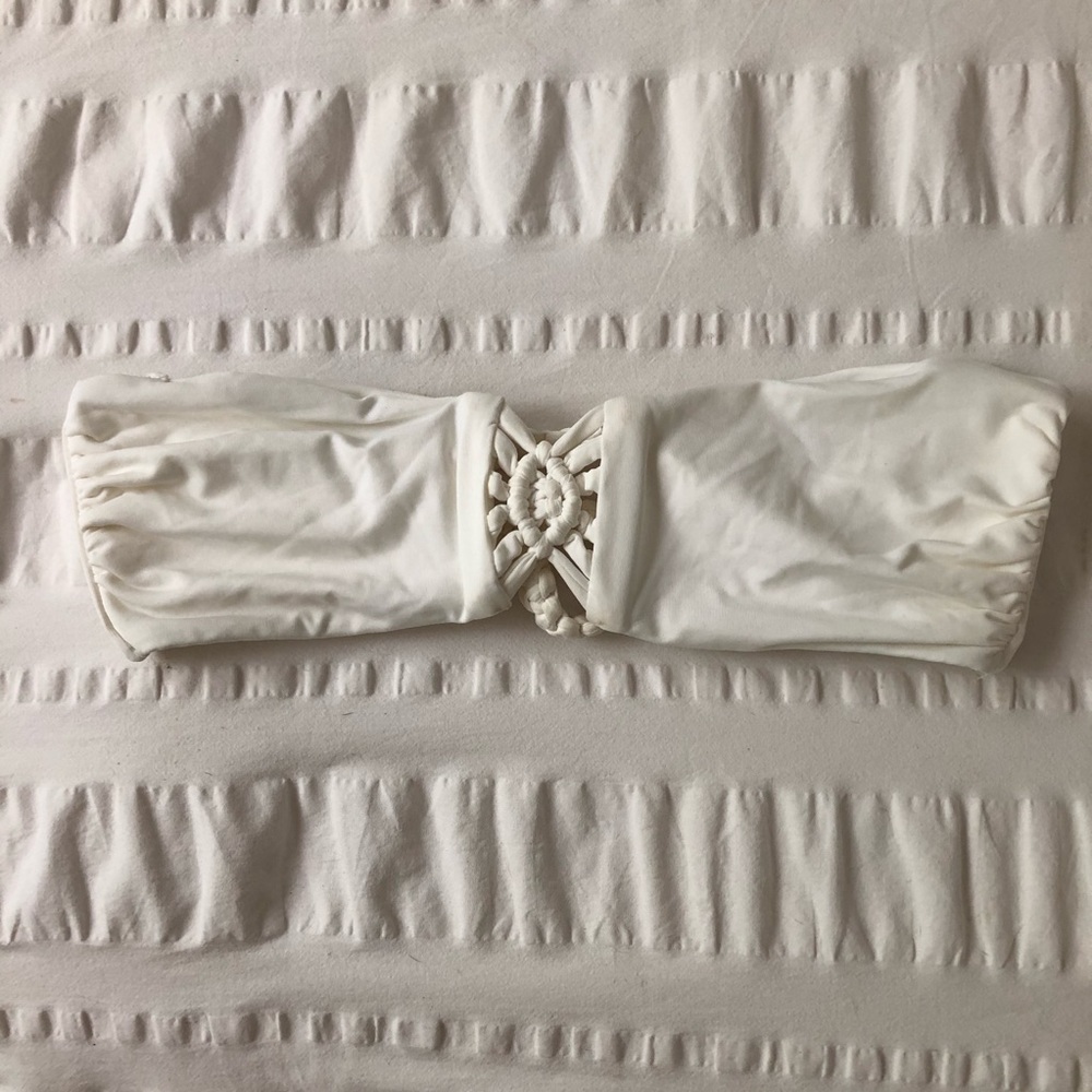 White Strapless Frankie’s Bikinis Top Size S
